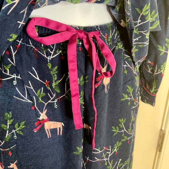 Gilligan & O'Malley 100% Cotton Pajama Set Navy & Pink Deer Print Women's Size L - Picture 4 of 9